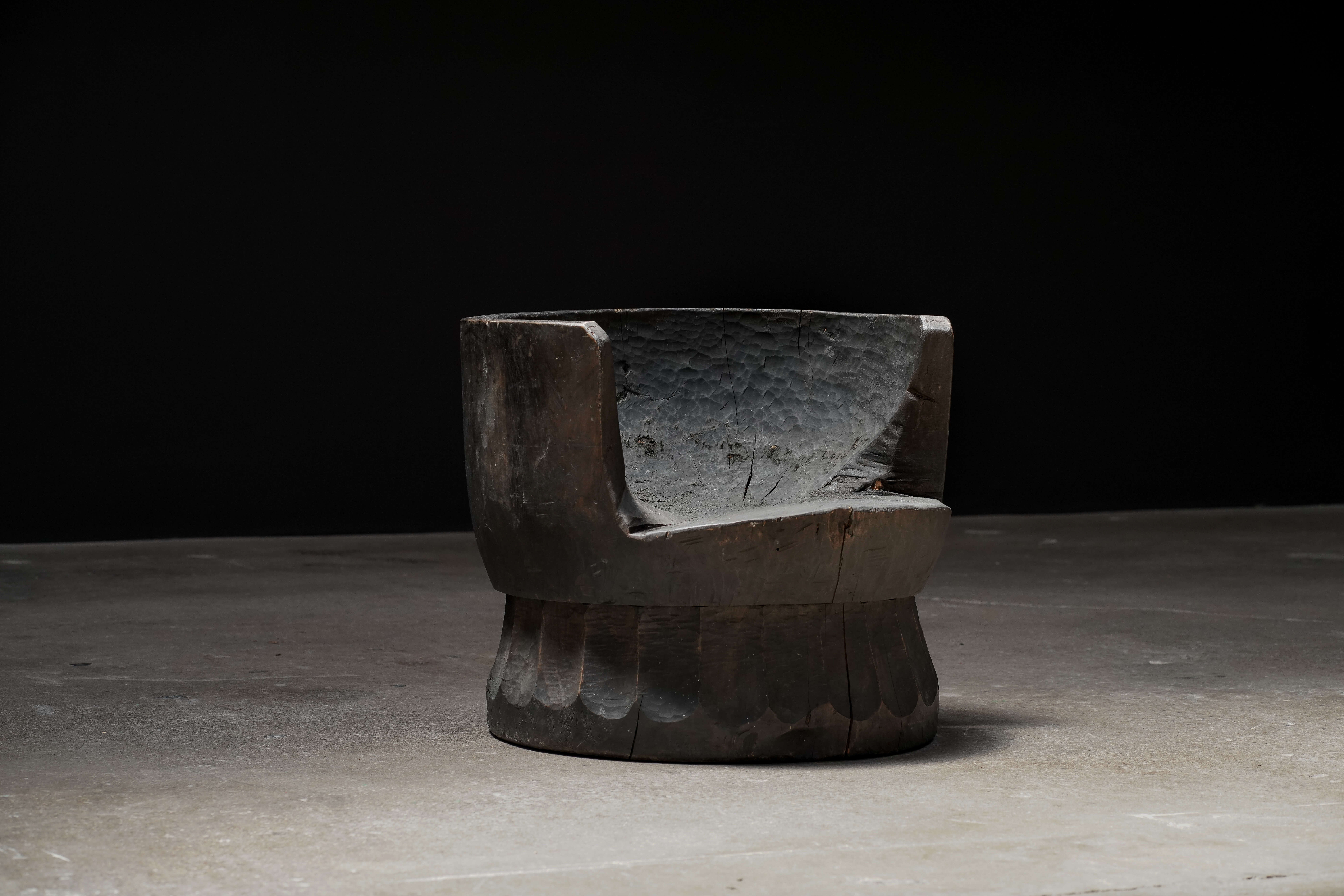 Carved Low Chair - Black