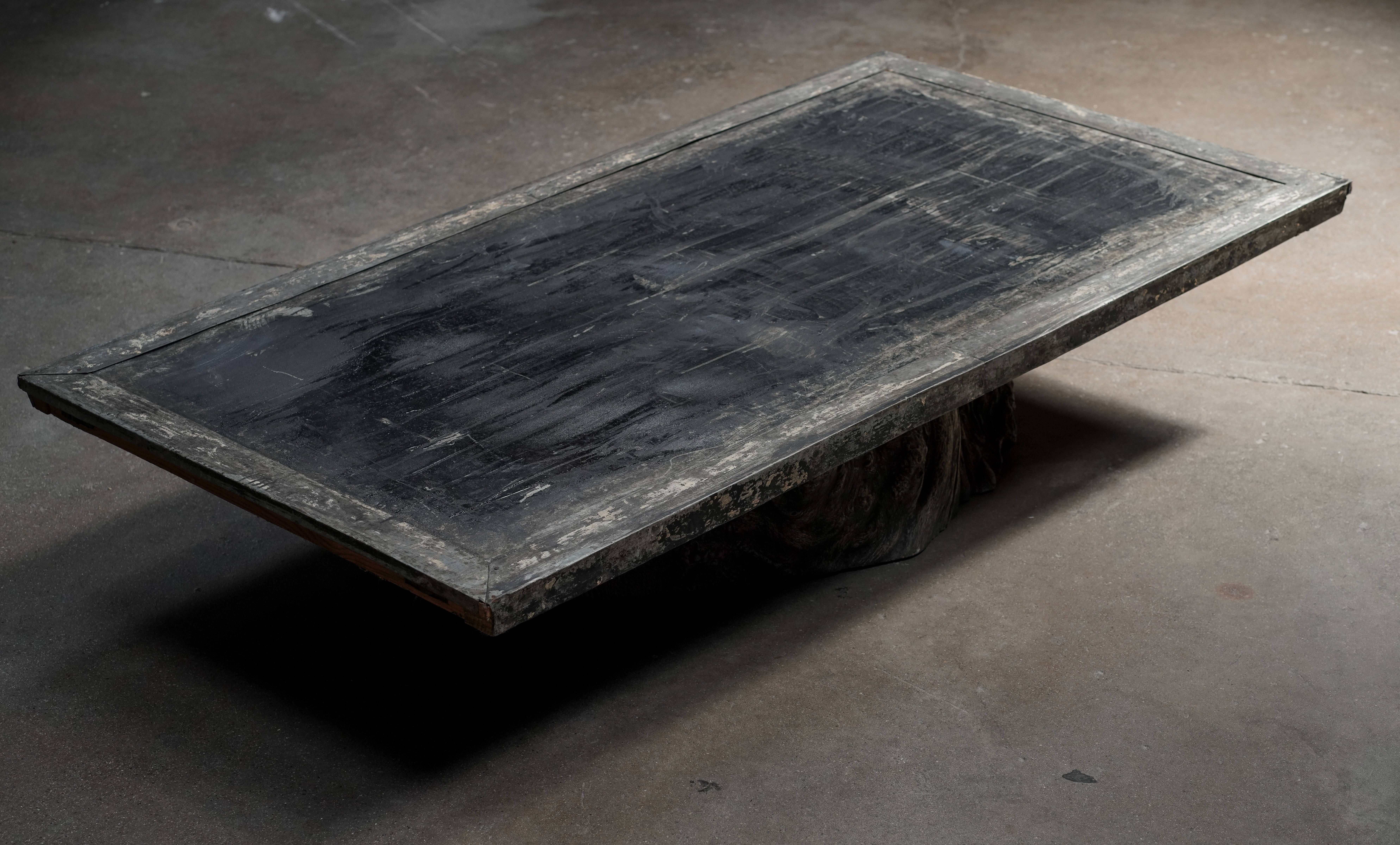 Metal Door & Tree Base Coffee Table