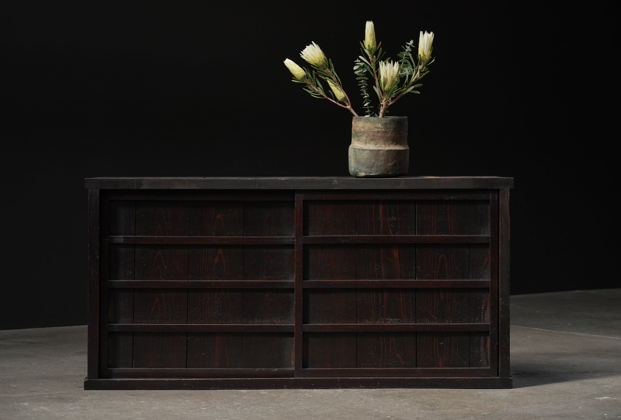 Brown Horizontal Slat Tansu