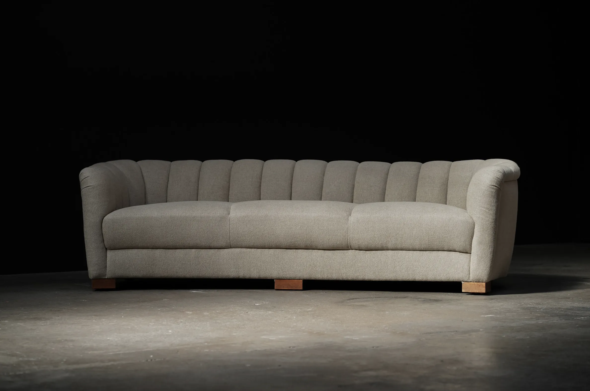 Danish Curved Sofa, Linen