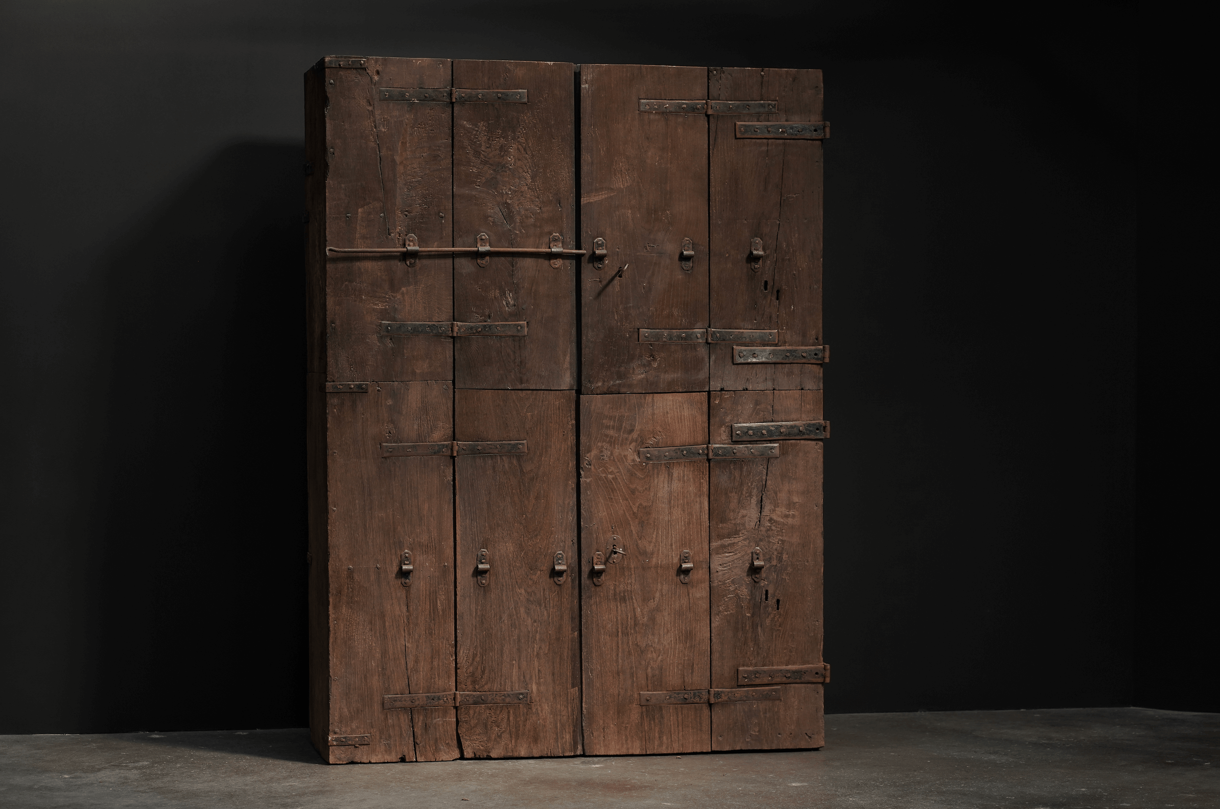 Massive Italian Wood & Iron Cabinet