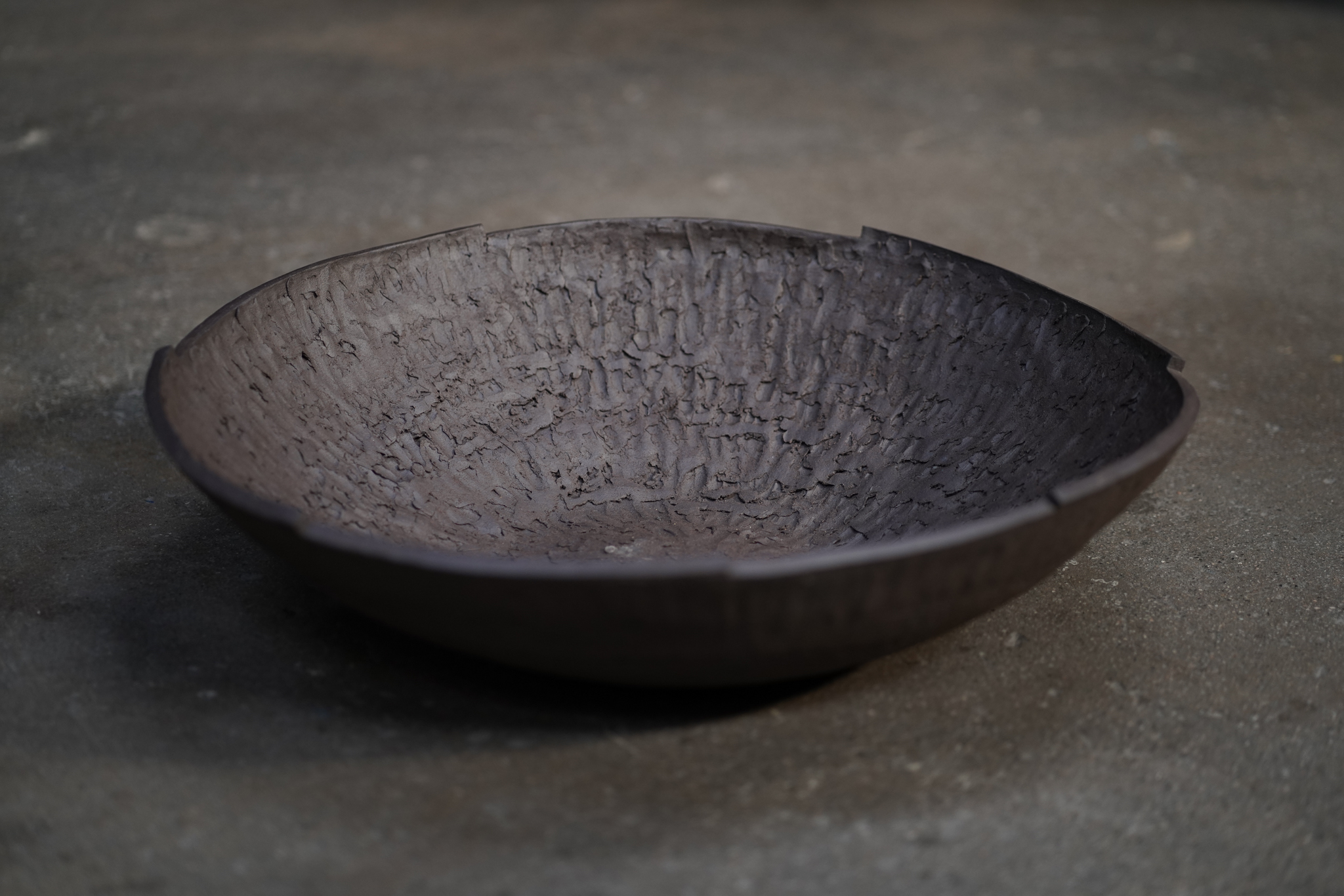 Large Ceramic Textured Bowl, Brown