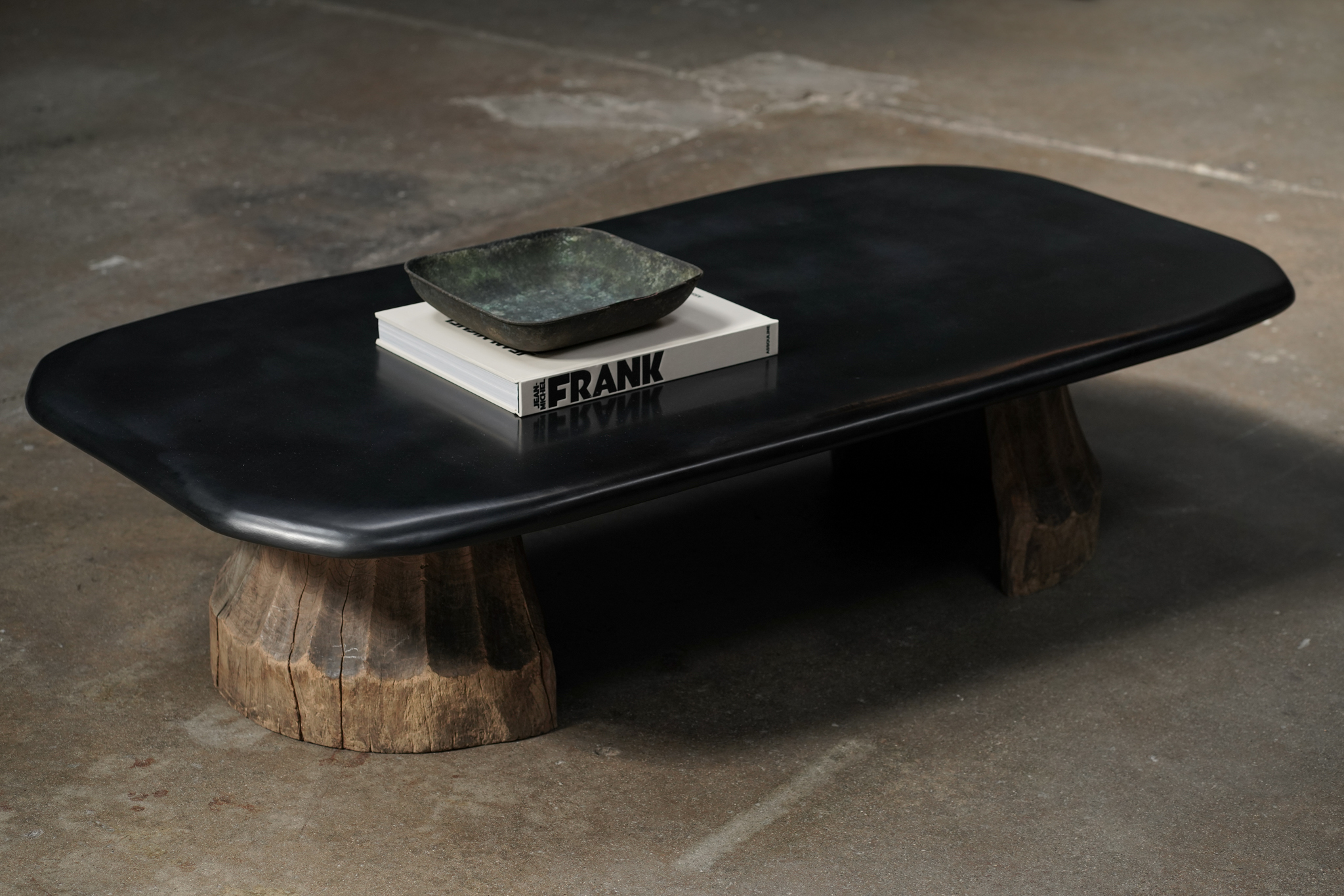 Cashew Coffee Table with Sculpted Bases