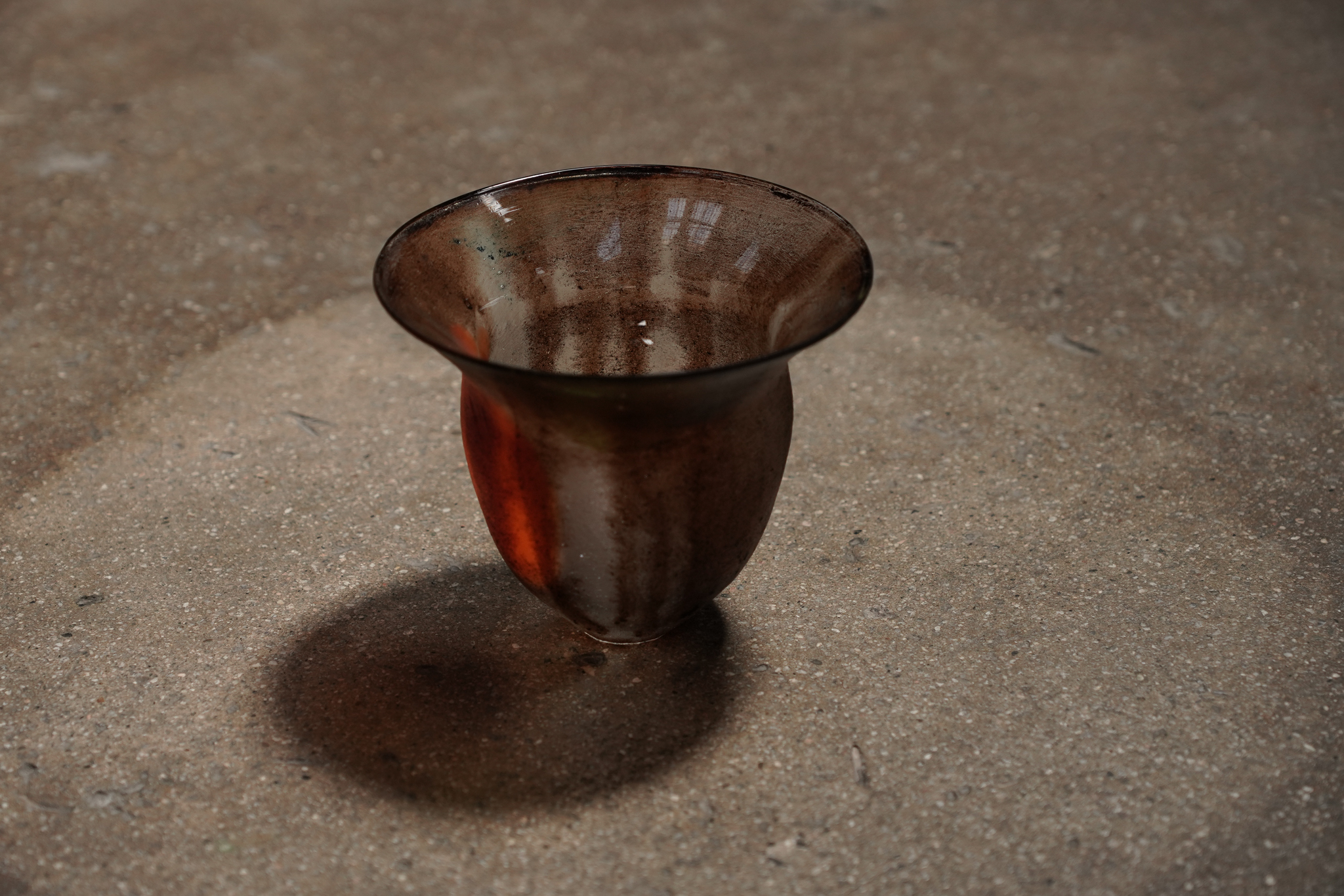 Japanese Glass Vessel, Brown Striped Small