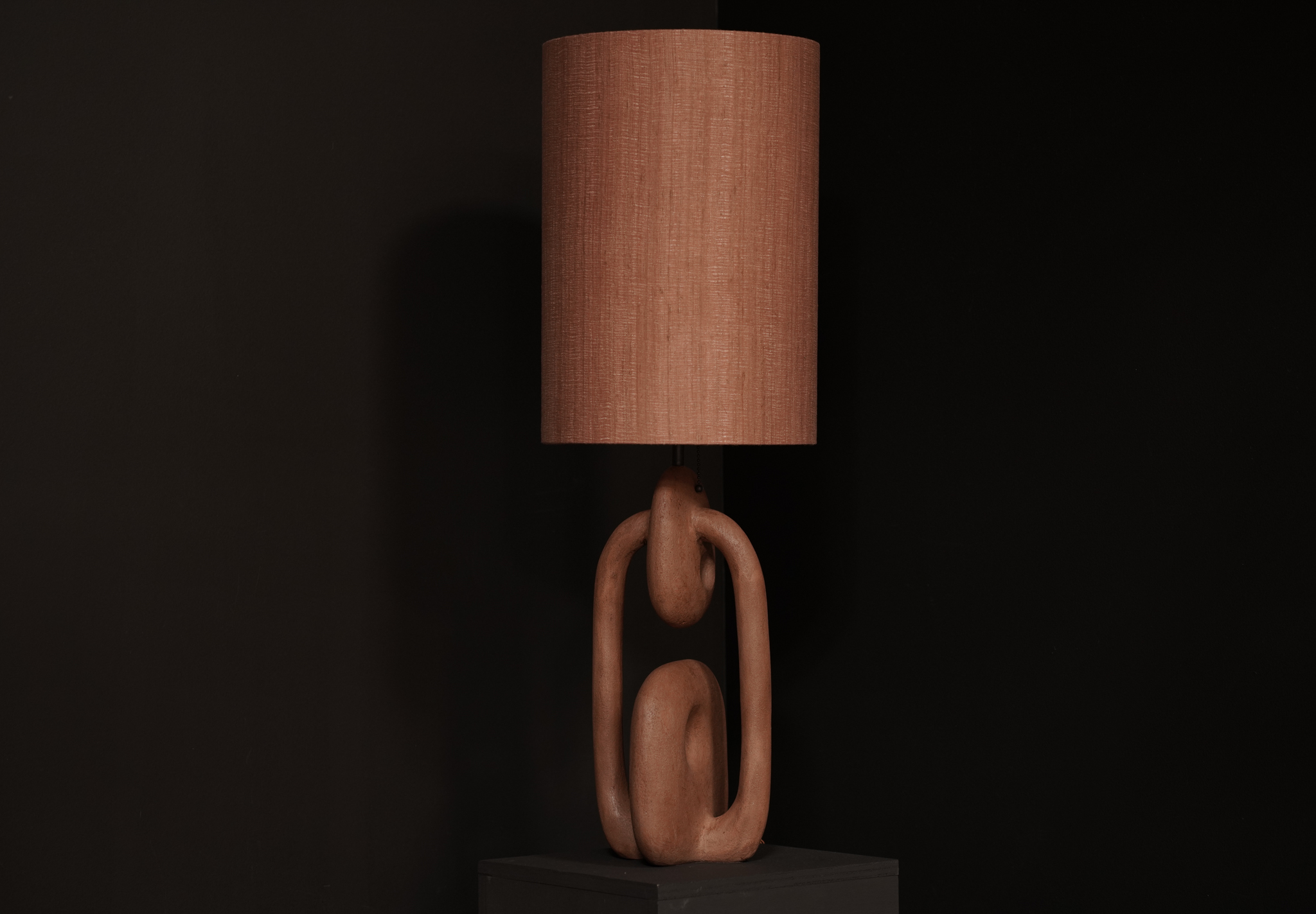 Concrete Lamp with Burlap Shade, Cinnabar