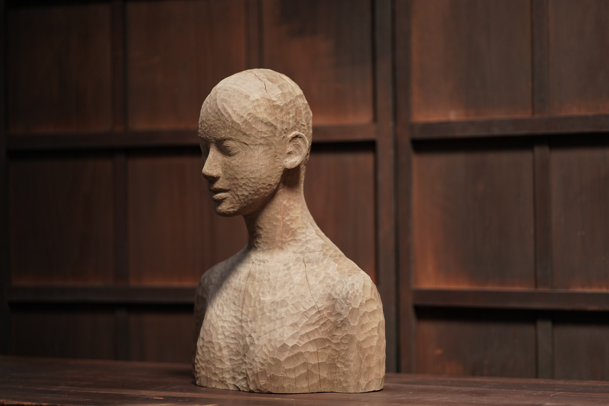 Chiseled Wood Bust
