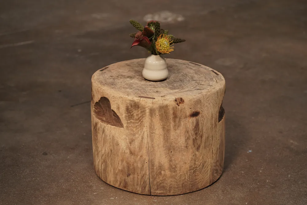 Low Metal Inlay Stump Side Table