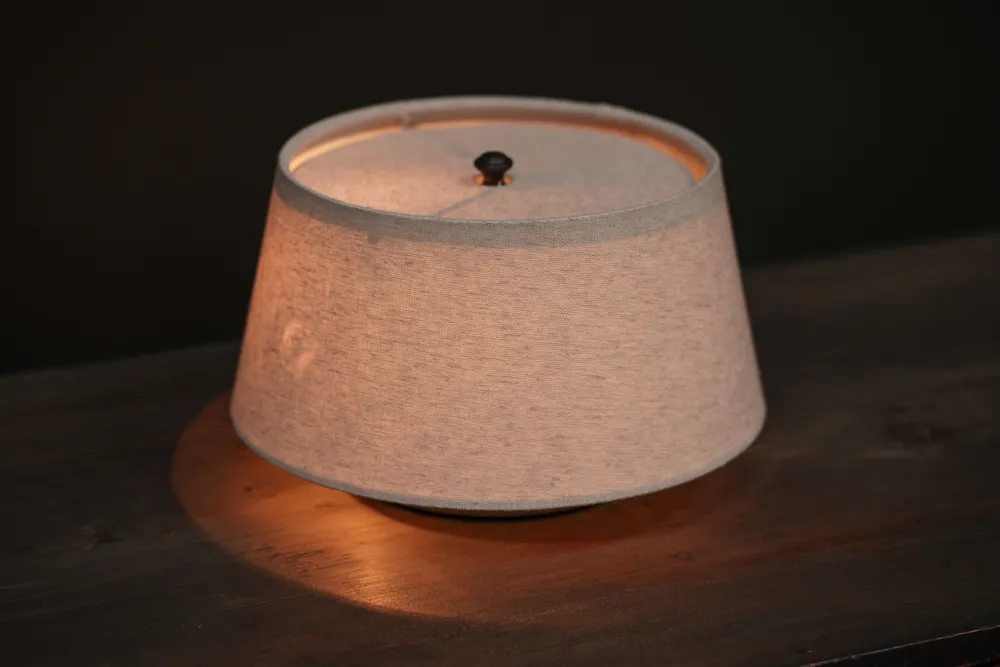 Low Bookshelf Ceramic Lamp, Round - Raw	