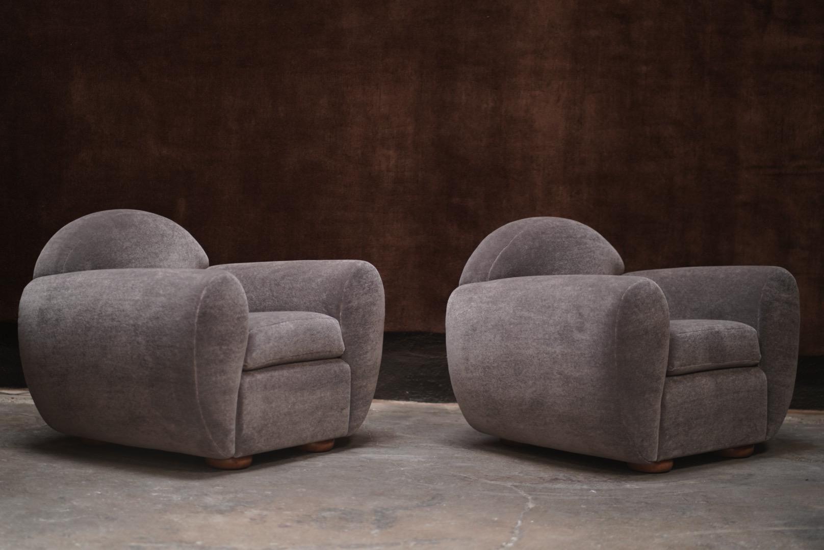 French Deco Lounge Chairs Mohair	