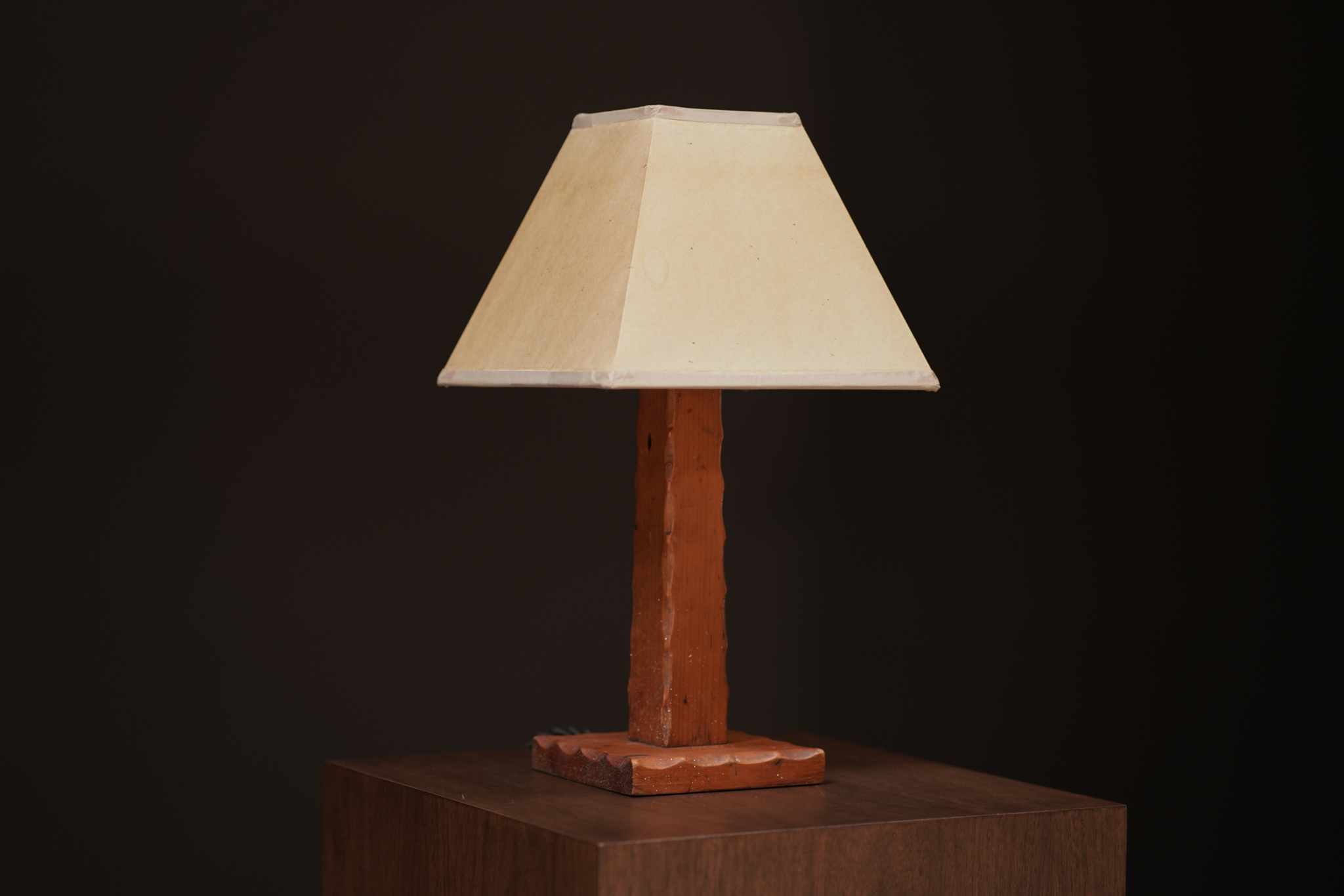 Small Carved Wood Lamp