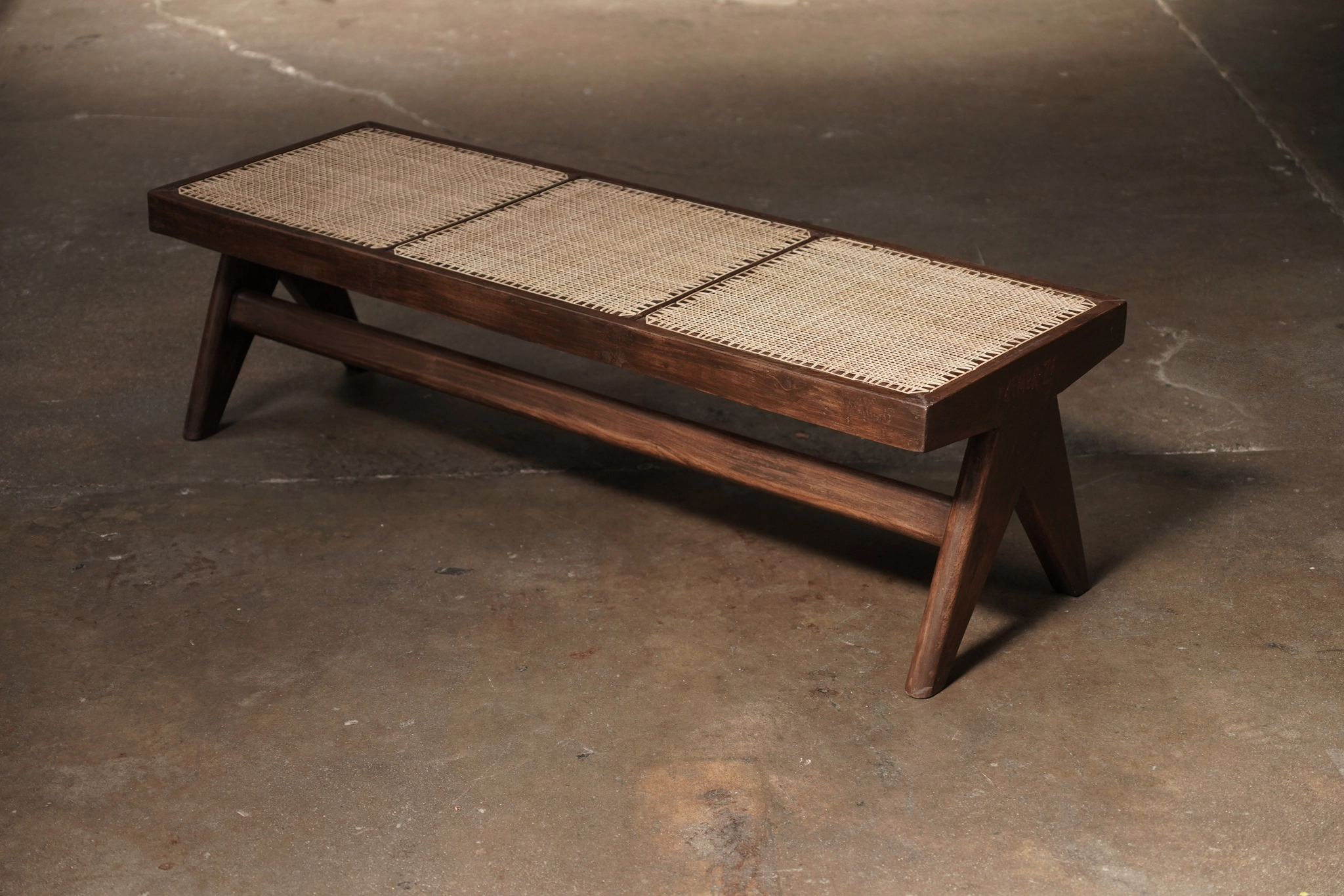 Pierre Jeanneret Cane Bench