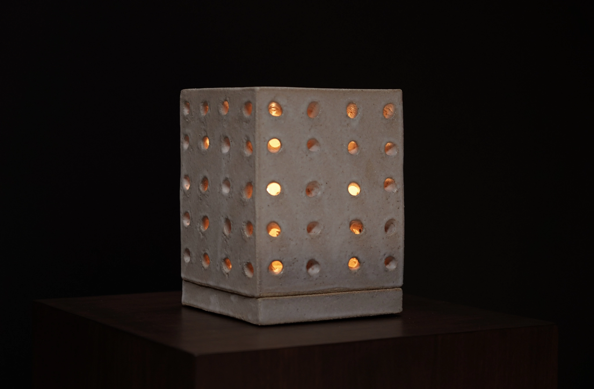 Small Perforated Ceramic Lamp, Chalk 