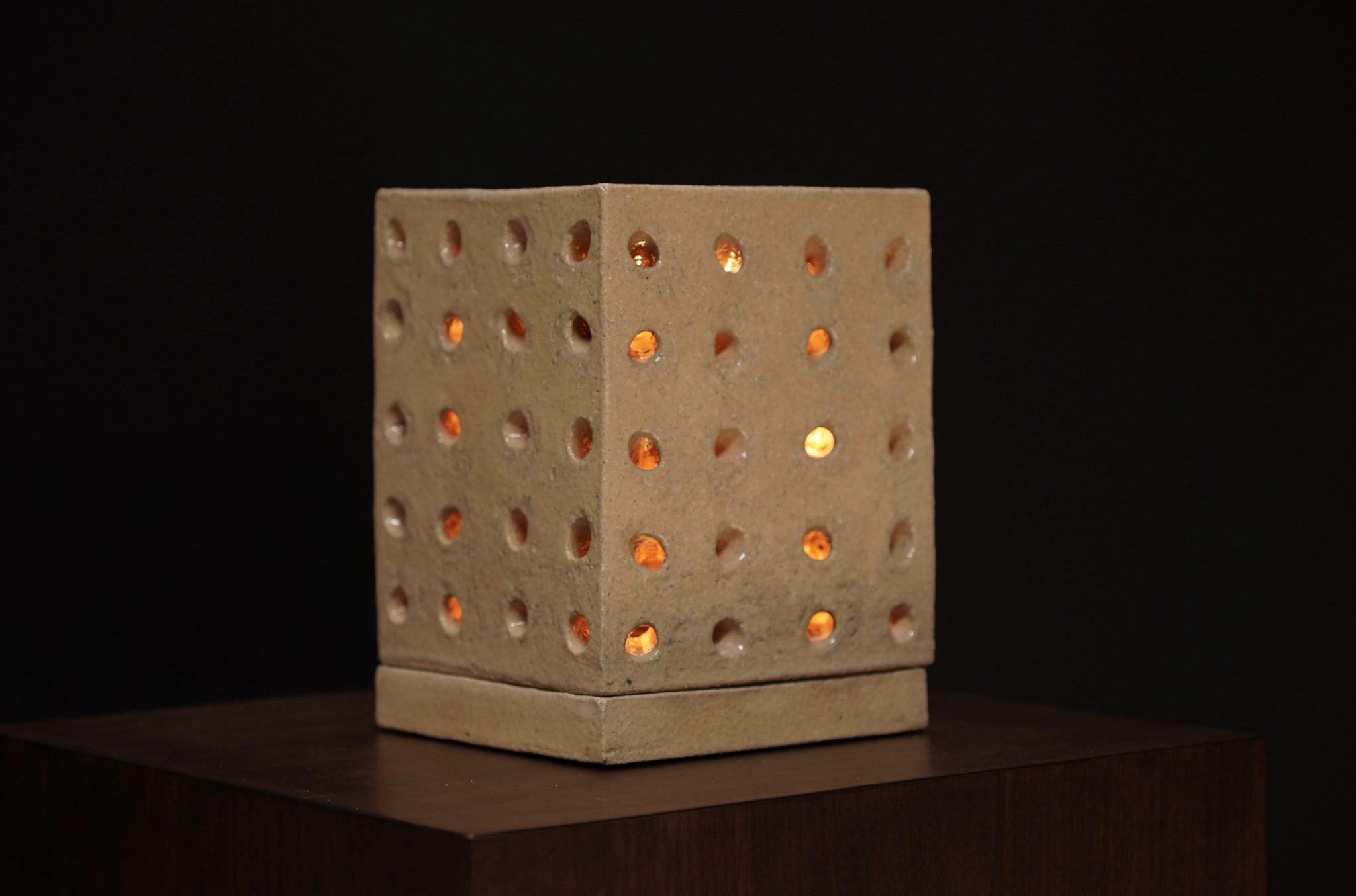Small Perforated Ceramic Lamp, Straw