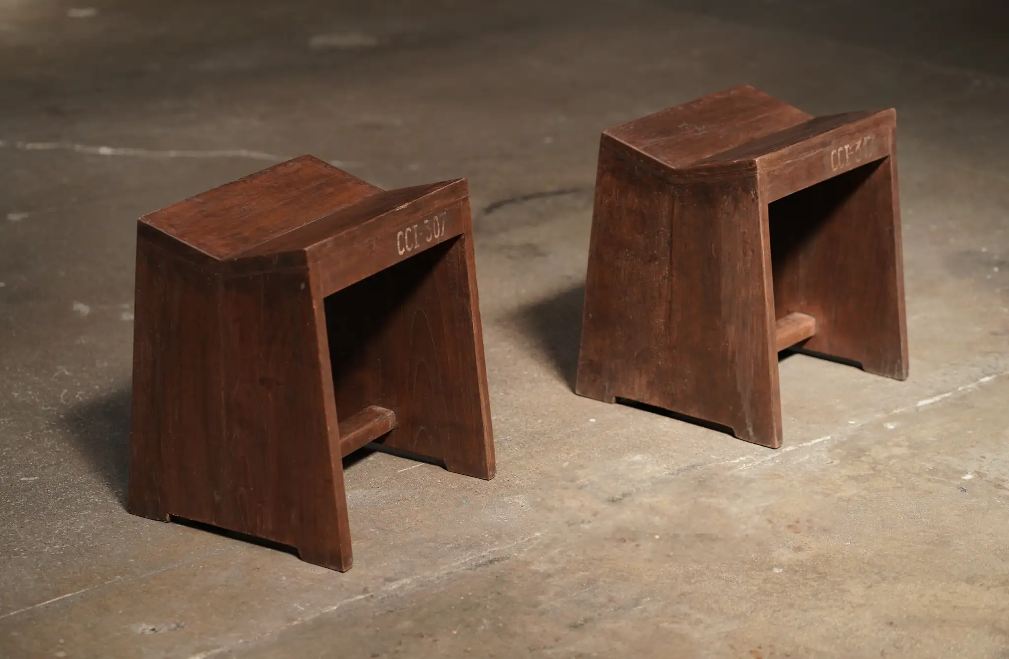 Pierre Jeanneret Sewing Stool, Pair available	