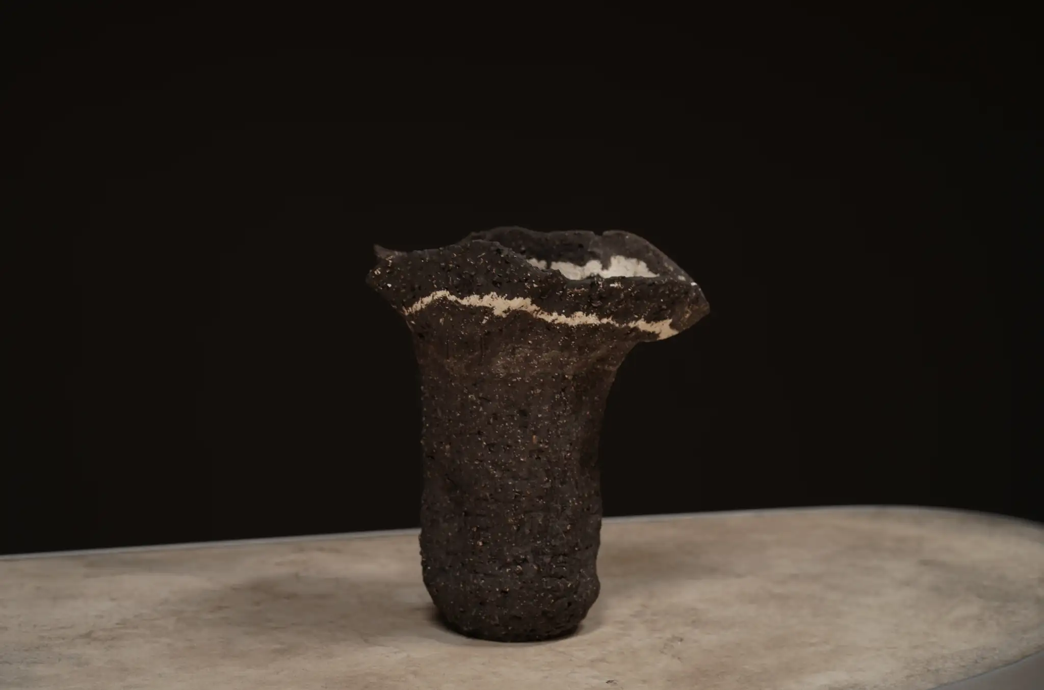 Textured Vase, Brown & Ivory