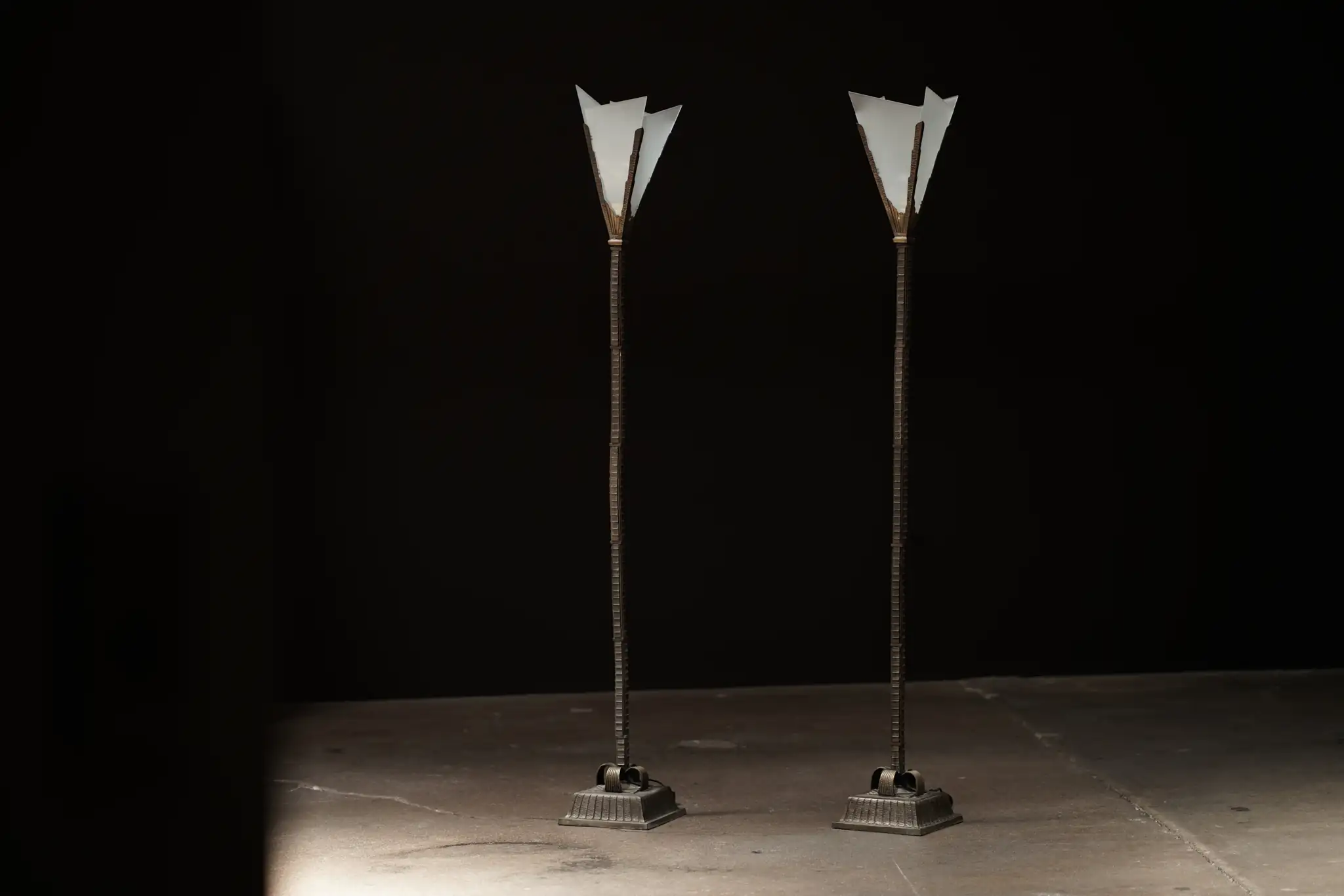 Torchiere Art Deco Floor Lamp, Pair