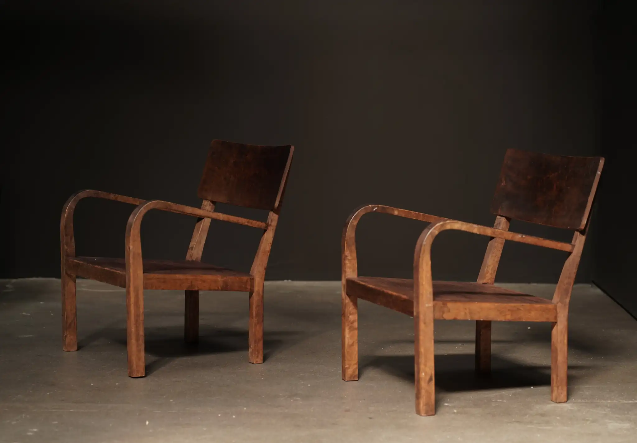 Pair of Swedish Wood Armchairs  